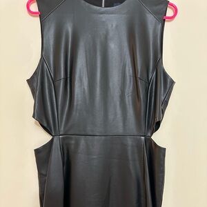 French Connection Black Mini Dress Sleeveless Mock Neck Side Cutouts